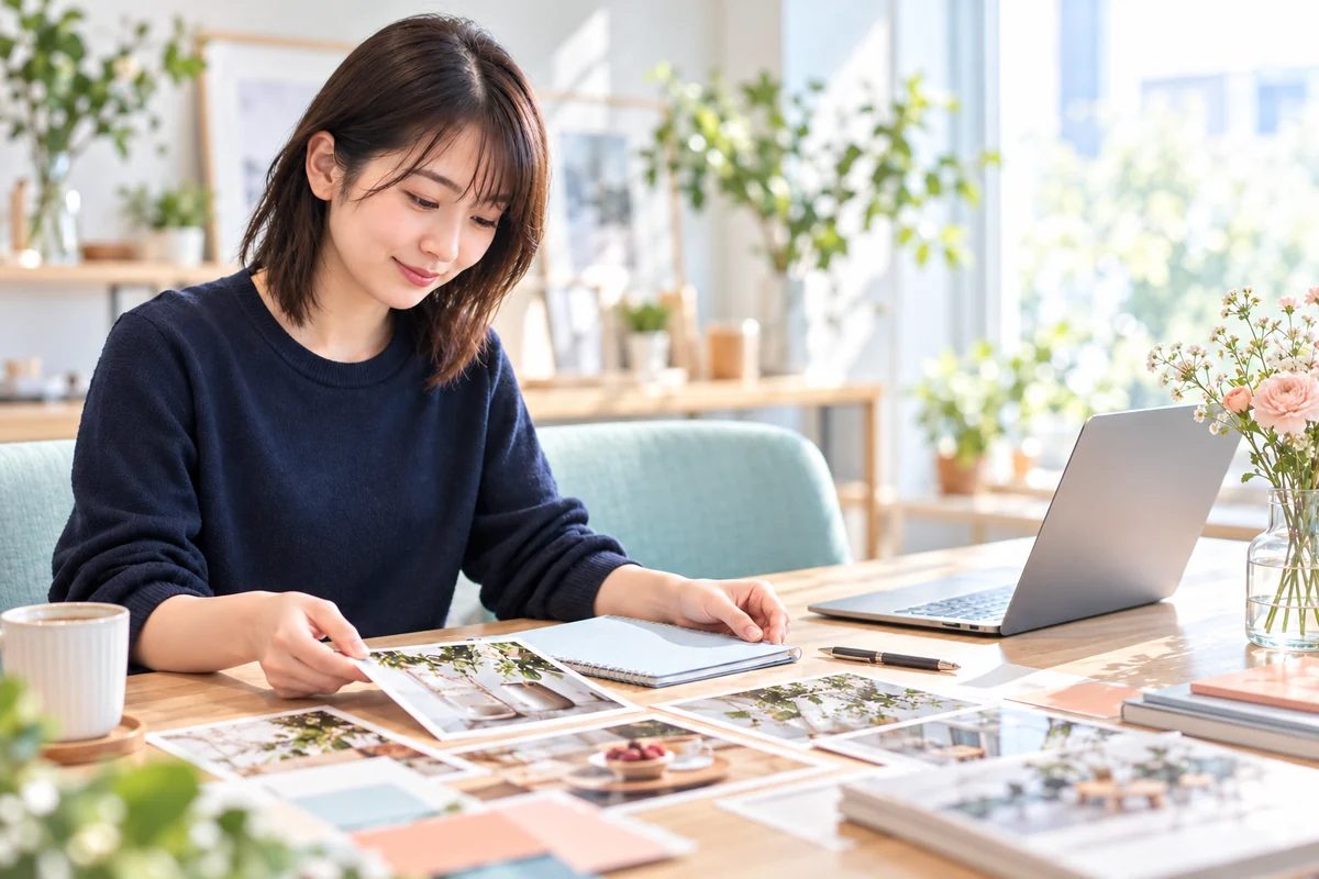 伝えたい内容と写真を整理する相談・企画のイメージ