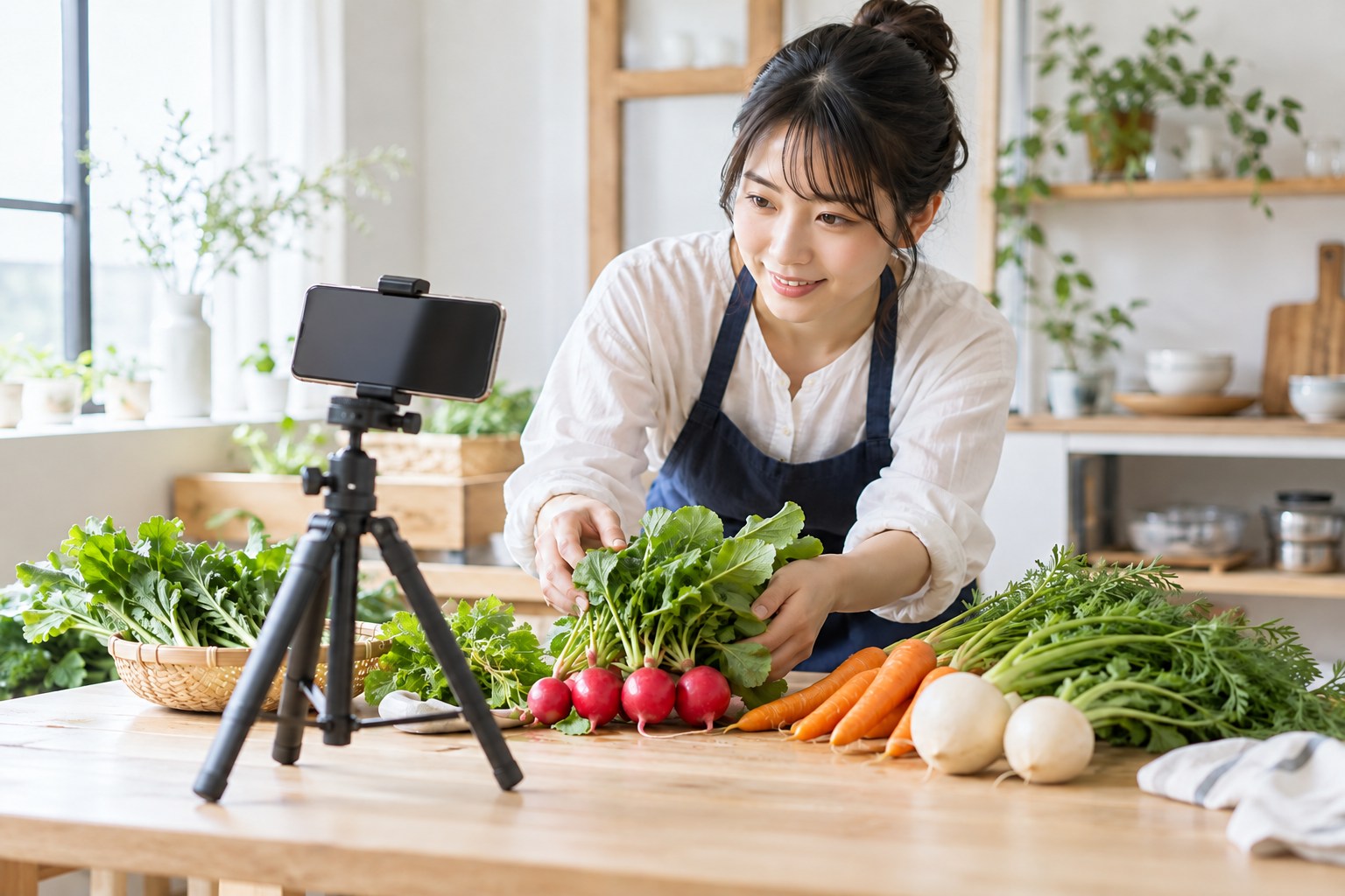 野菜の色や形が伝わる写真を準備する生産者