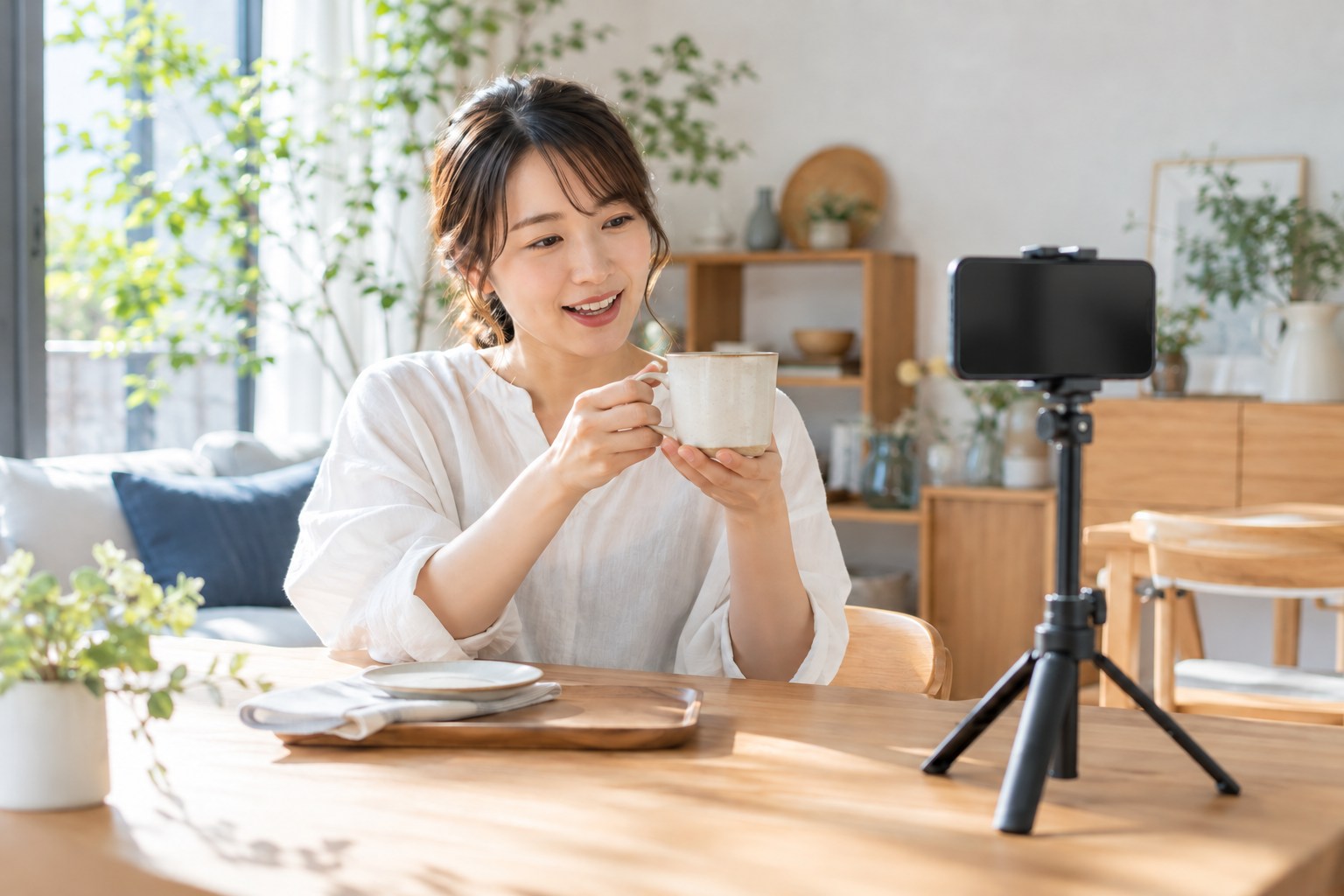 日常で使うカップの特徴を、短い動画で紹介する発信者