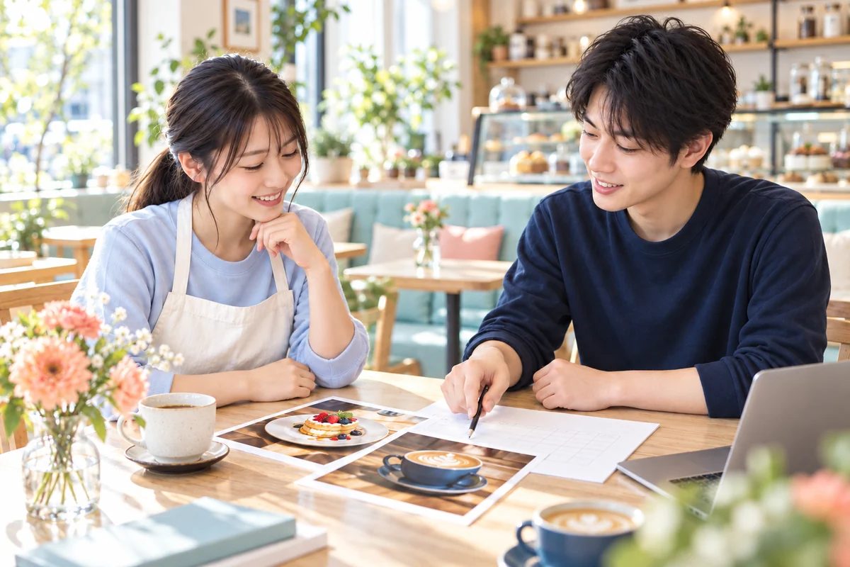店舗の発信について話し合う相談のイメージ